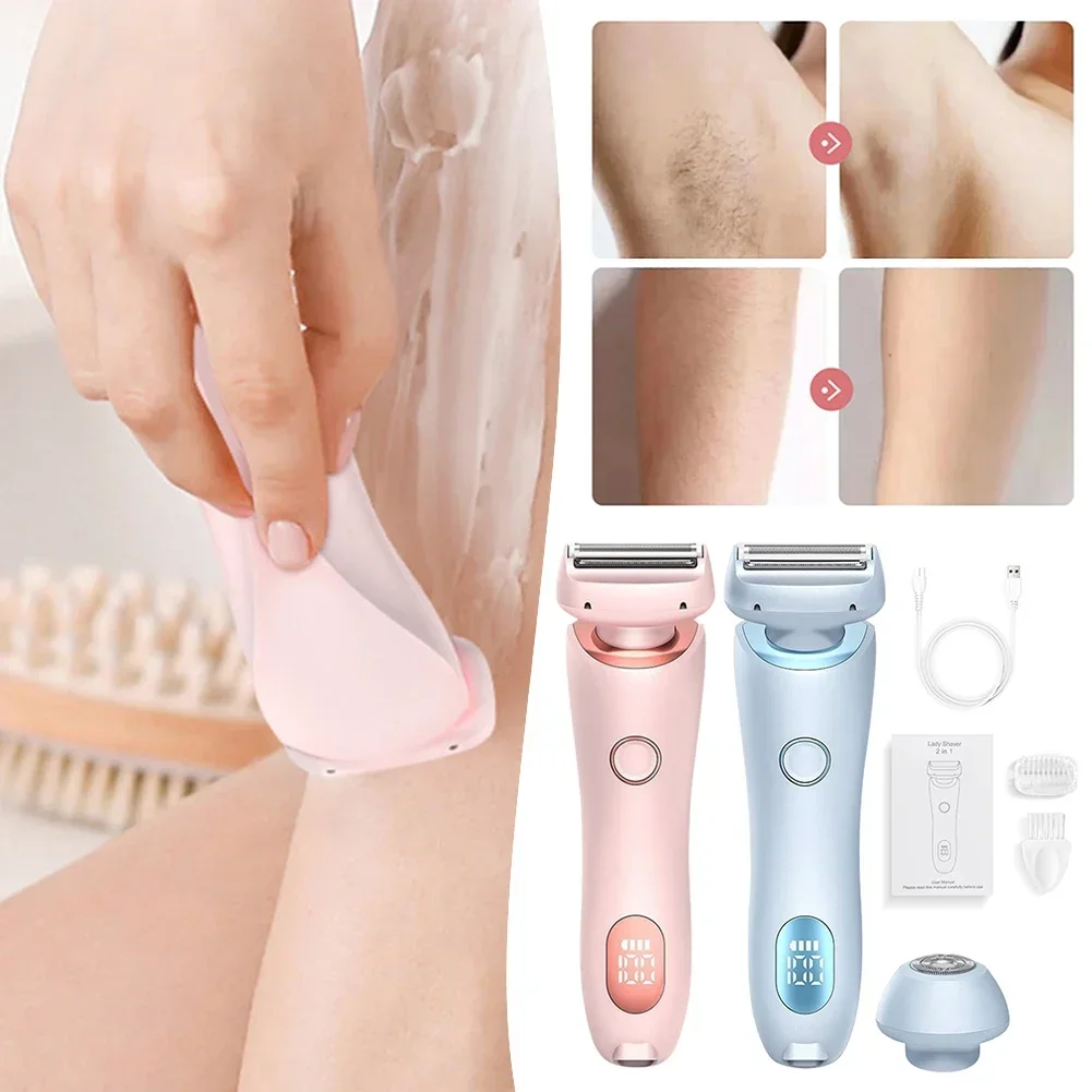 

New Electric Razors for Women 2 In 1 Bikini Trimmer Face Shavers Hair Removal for Underarms Legs Ladies Body IPX7 Waterproof