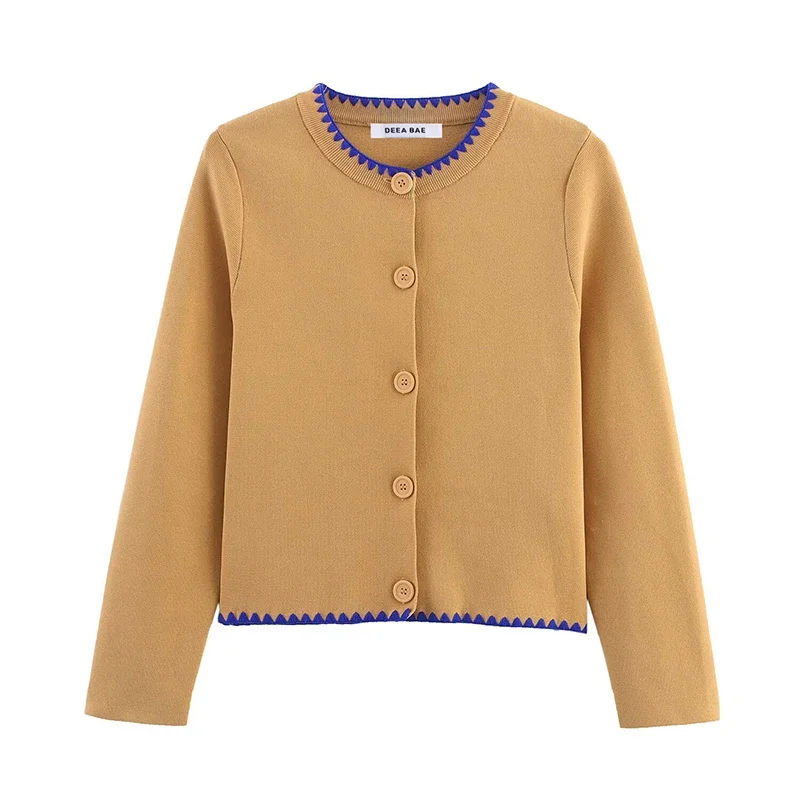 

2025 New Women's Sweater Cardigan Coat Autumn Elastic Slim Knit Sweater Women's Chic Street Elegant Young Cardigan Sweater