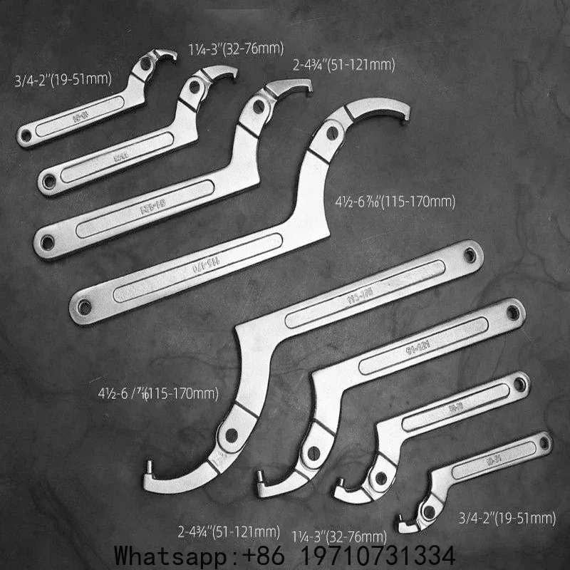 Hook Spanner Round/Square Head CR-V Shape Chrome Vanadium Screw Nuts Bolts Driver Adjustable Universal Wrench Set Hand Tools