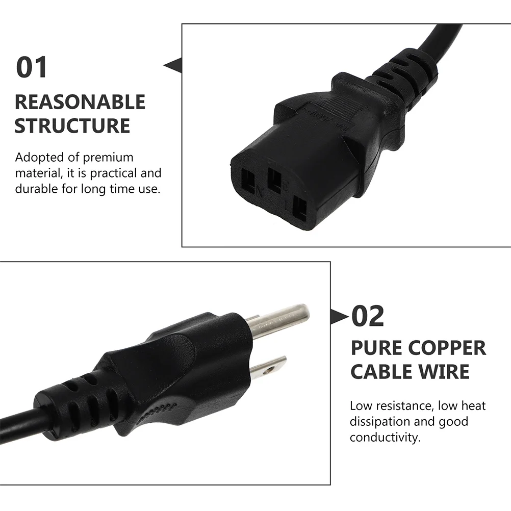 

10pcs Plug Power Cable Pure Copper Wire for Desktop Printer AC Adapter Extension Cord Display