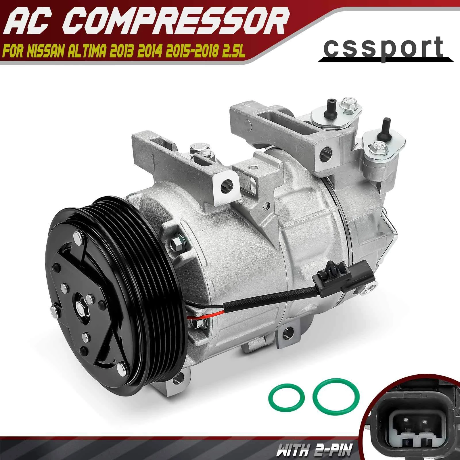 Klimakompressor mit 6-Nut-Riemenscheibe für Nissan Altima Base S SR 2013–2018 L4 2,5 l