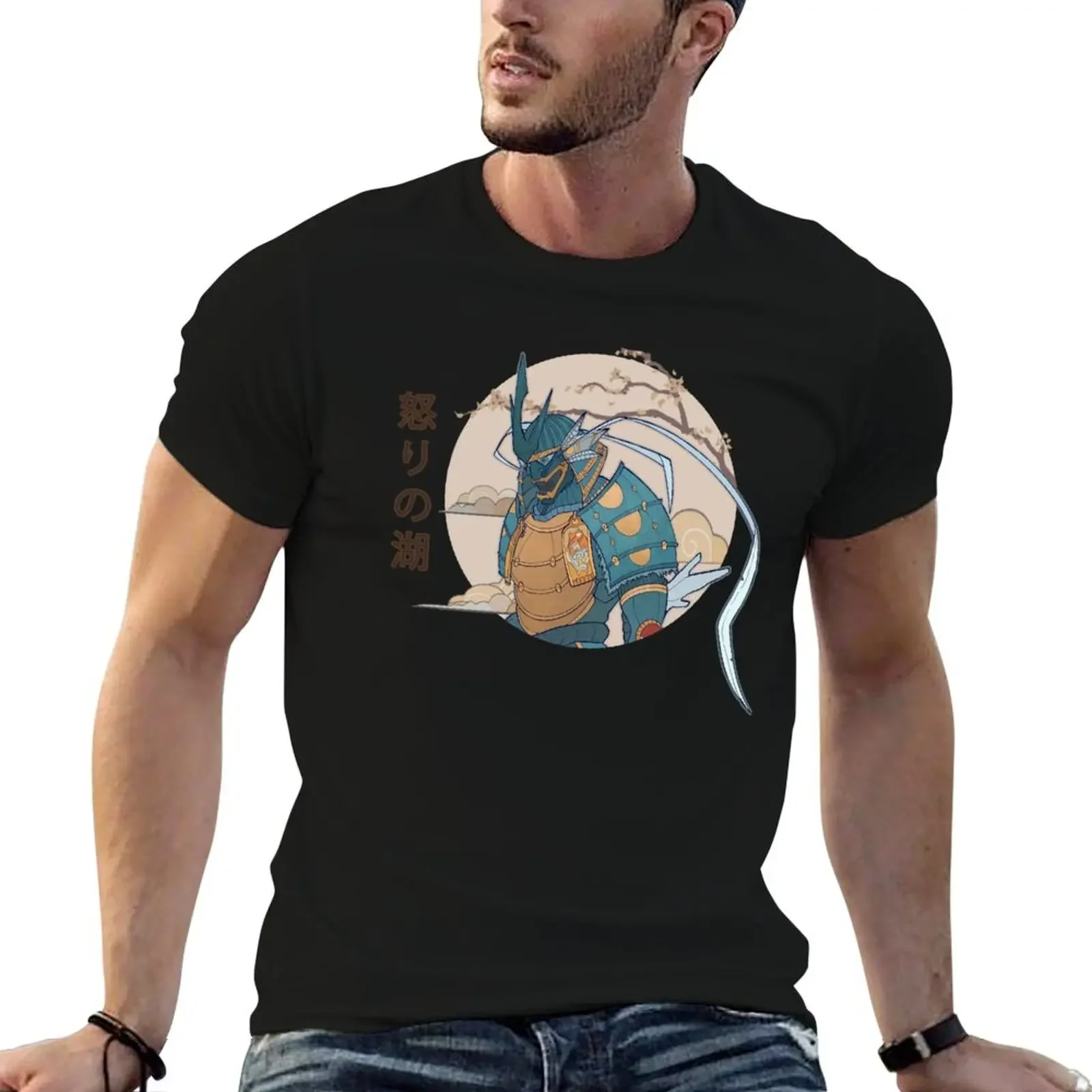 Blue Samurai of the Water Dragon T-Shirt Blouse plain oversized graphic tee men t shirts high quality