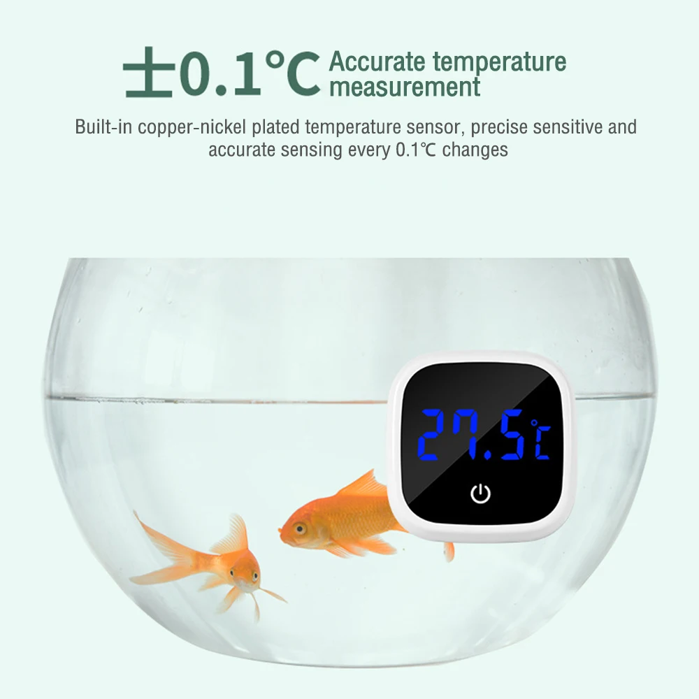 Aquarium Self-Adhesive Thermometer LED Digital Fish Tank Mini Thermometers Touch Screen Temperature Meter Monitor 0-60℃