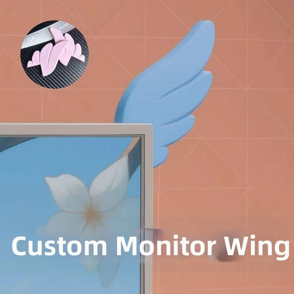 New 3D Printing Monitor Decor Ornament Wing DIY E-sports Room Decor Durable Desktop Wing Decoration