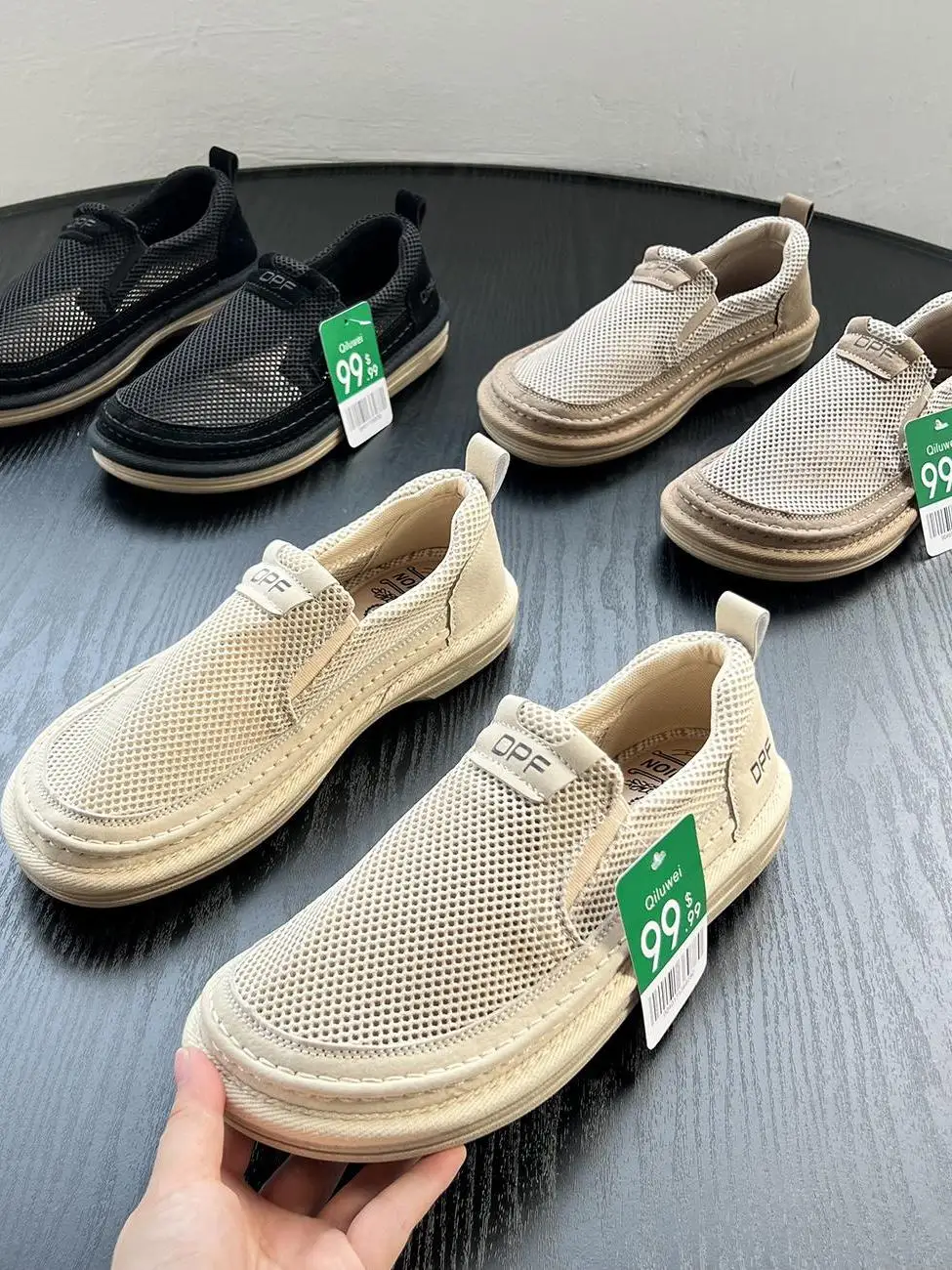 

Outdoor Breathable Lazy One-Step Men's Spring Summer Lightweight Walking Shoes Hollow Design Large Mesh Comfortable Casual Sn...
