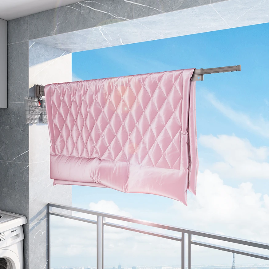 High Level Quality Aluminum Alloy Foldable Drying Rack Windproof Telescopic Multi Function Wall Mounted Clothes Drying Rack