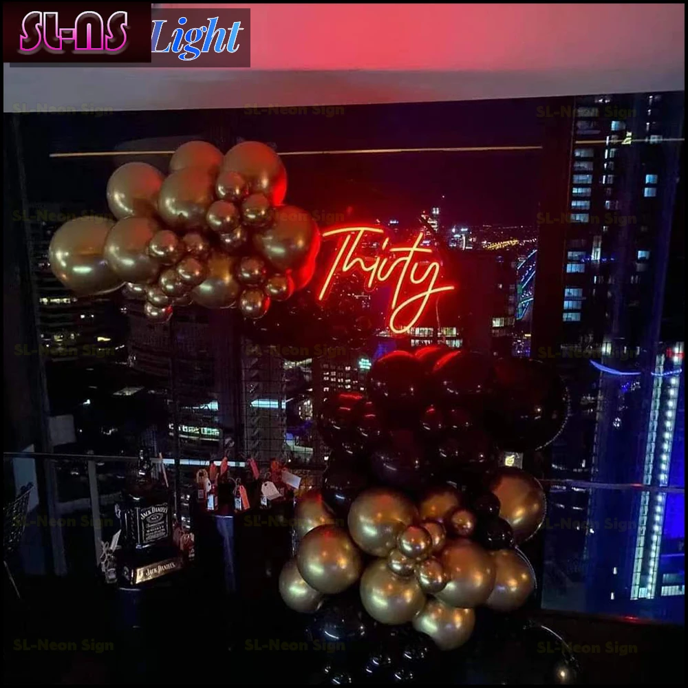 LED Birthday Thirty Party Neon Light Custom Anniversary Sign For Age Decoration Party Hello hTirty Personalized Gifts