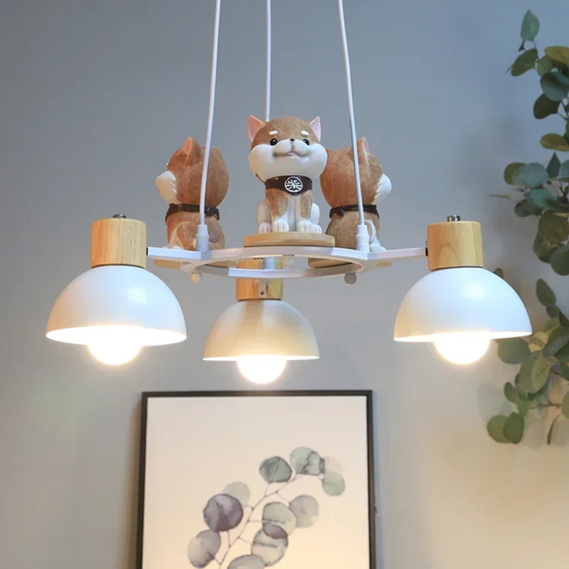 Children's Room Decor Chandeliers Dog Puppy Shape Hanging Lamps for Kids Room Shop Toyshop Living Room Indoor Pendant Lighting