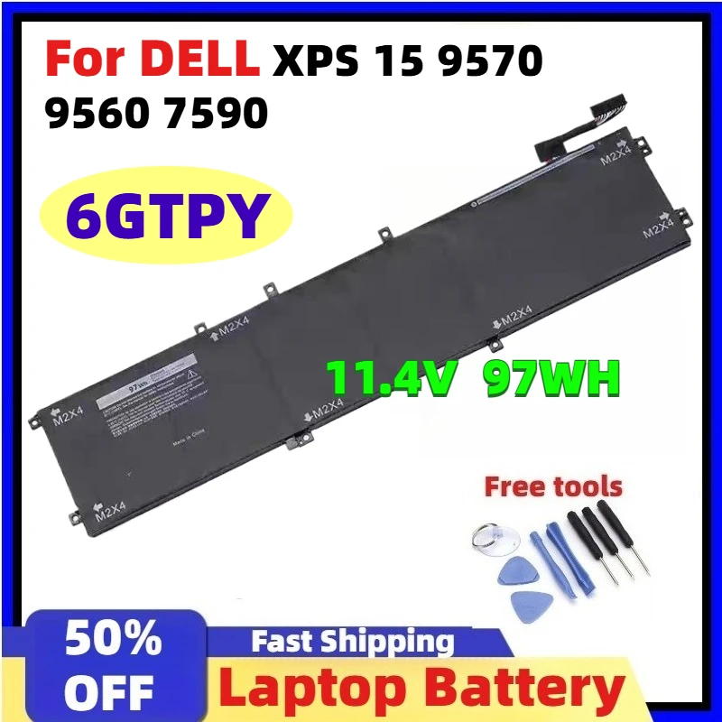 For DELL XPS 15 9570 9560 7590 6GTPY Laptop Battery for DELL Precision 5520 5530 Series Notebook Batteries 11.4V 97WH Battery