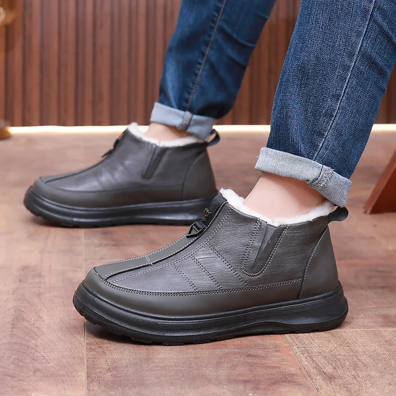 أحذية رجالية قطنية جديدة لشتاء 2025 مضادة للانزلاق ونعل خارجي متين مريح عازل بارد ودافئ شحن مجاني للرجال
