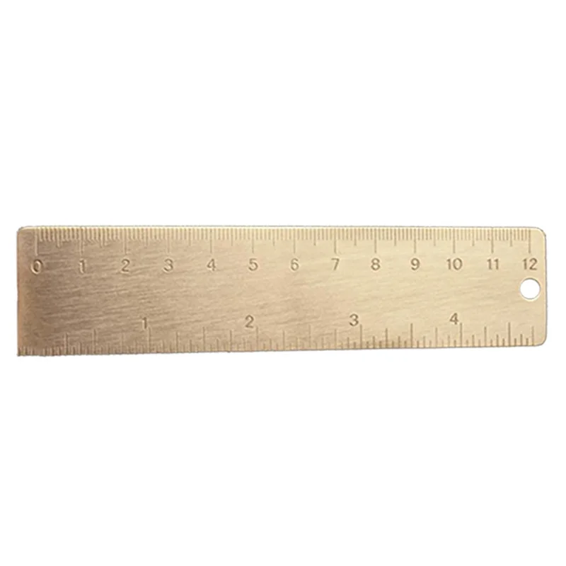 Regla de cobre pequeña, productos de latón puro, Mini herramienta EDC, regla de escala, marcador Retro portátil, 12cm