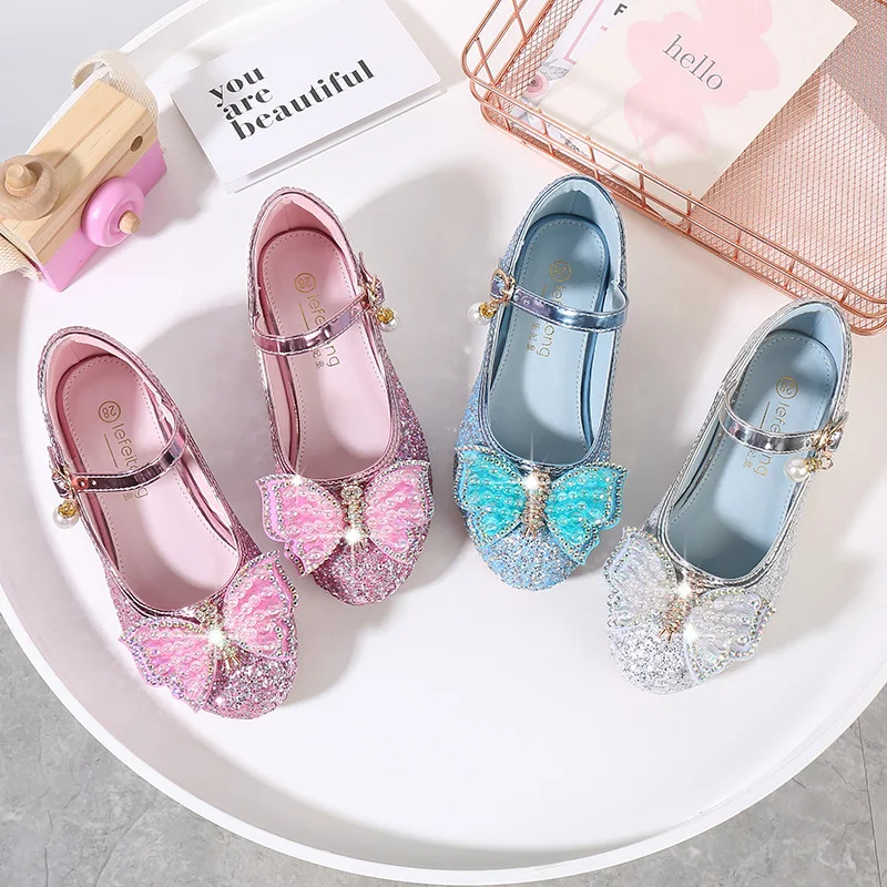 

Princess Girls Shoes New Age Season Autumn Cuhk Children's Soft Bottom Baby Single Butterfly Slipper Shoes Children High Heels
