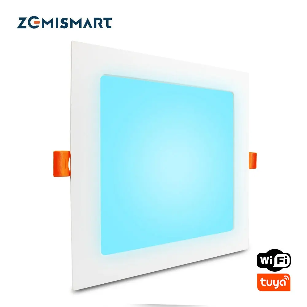 Zemismart Tuya WiFi Smart Led Downlight RGBW 15w Recessed Ceiling Light with Square Panel Alexa Google Home Voice Control