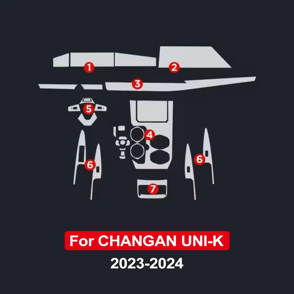 Película protectora de TPU antirayaduras para interior de Changan UNI-K 2023 2024, consola central, tablero, navegación 6
