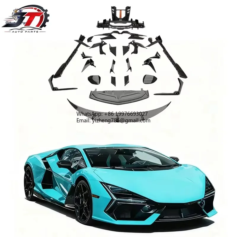 JT New Dry Carbon Fiber Screw-On Exhaust Body Kit For Lamborghini Aventador Revuelto Hard Top 2023- Front/Rear Lip Side Skirt