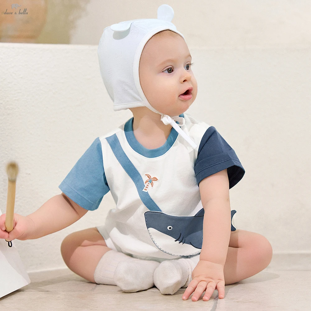 Dave Bella Summer Short Sleeve Baby Jumpsuit Boys Cartoon Printed Romper Cotton Newborn Creeper Party Clothes DB2261970