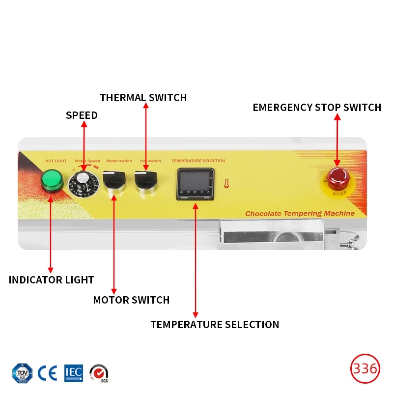 NP-336 เครื่องทําช็อคโกแลตสามหม้อพร้อมเครื่องหลอมช็อคโกแลตบนโต๊ะอัตโนมัติแบบสั่นสะเทือน