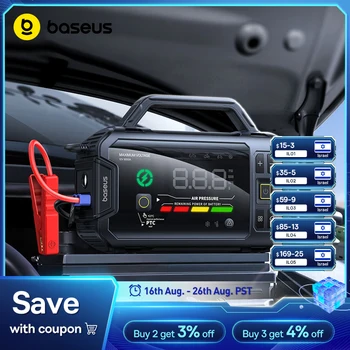 Baseus VJ1 3000A Car Jump Starter 4 in 1 Air Compressor 21600mAh Power Bank Emergency Car Battery Boosters Starting Device