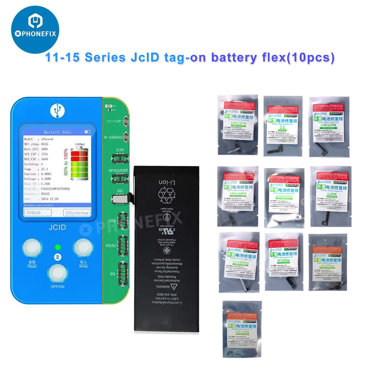 JCID V1SE Battery Repair Flex Cable FPC  Battery Externel Tag Flex for iPhone 11 12 13 14 15 Battery Health Information Modify