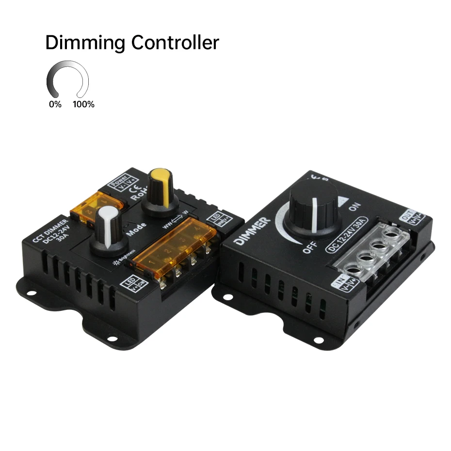 

DC 12V-24V LED Dimmer Switch 30A Single Color Dimming CCT Brightness Adjustable Controller Dimmable For LED Neon Strip Light