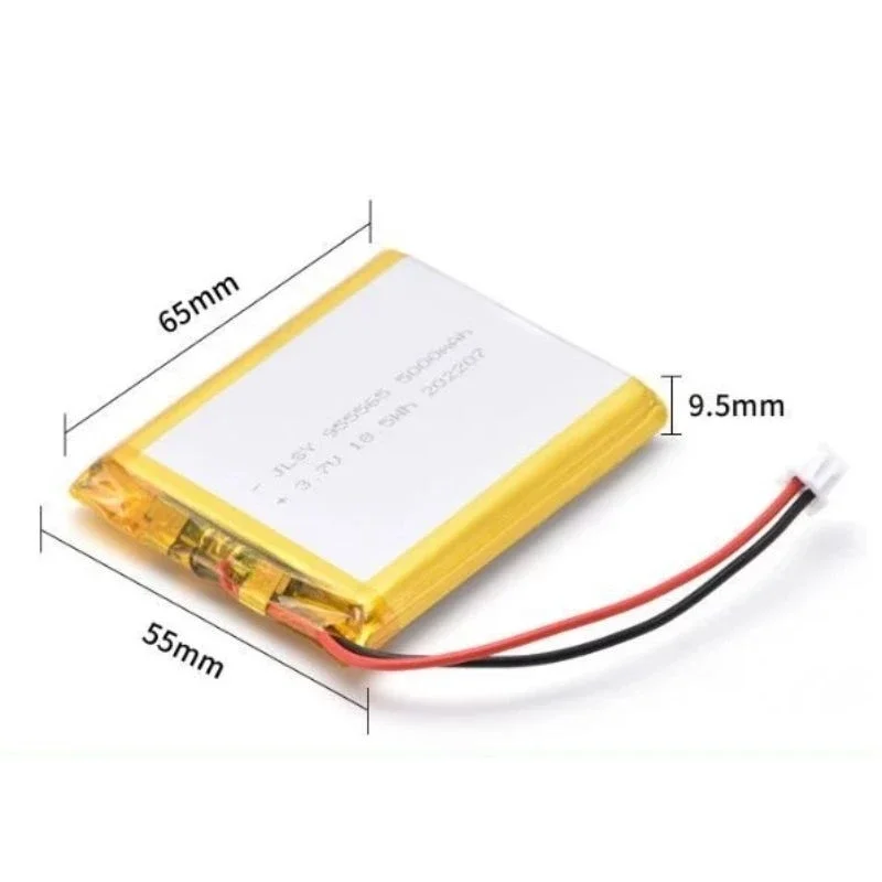 3.7V 5000mAh 955565 Polymer Lithium Battery  Jst PH 2.0mm 2pin Plug for Mobile Power Smart Home Air Conditioning Suit Charging