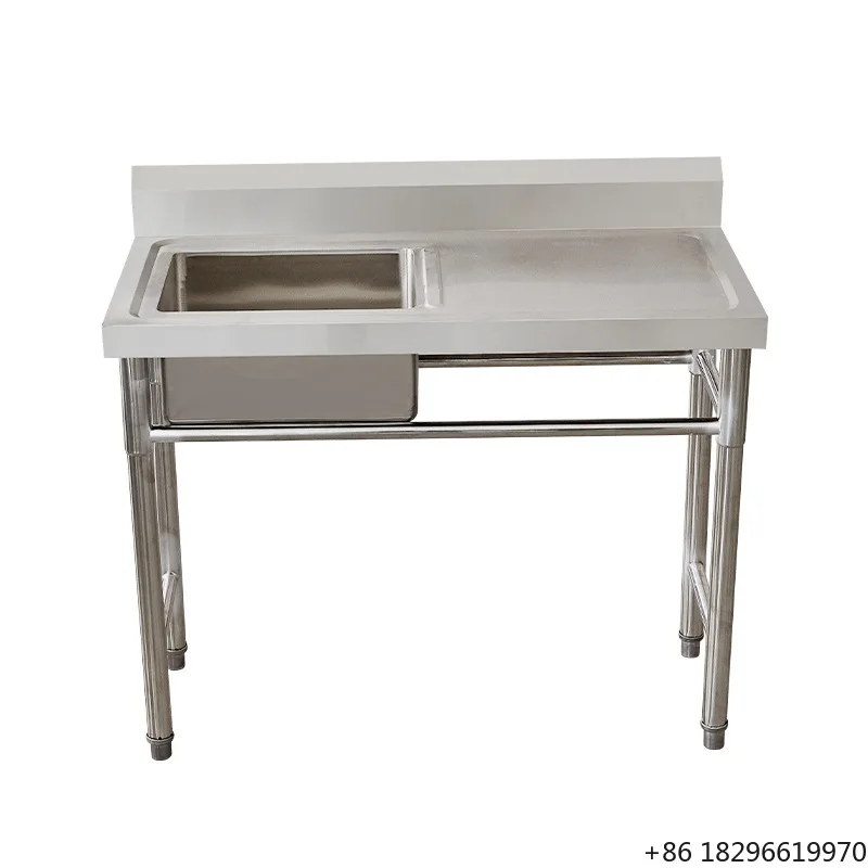 304 201 Commercial Stainless Steel Sink With Platform Thickened Deepened Canteen Thawing Pool And Vegetable Washing Basin