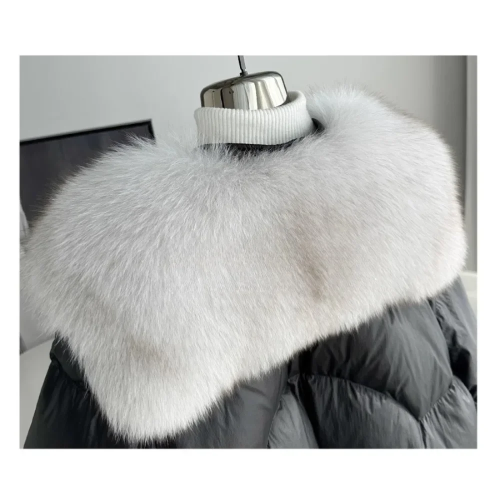 2024 Chinese Style Down Jacket Women Large Natural Real Fox Fur Collar Warm Coat  New Fashion Thick Snow Windproof Parkas Female