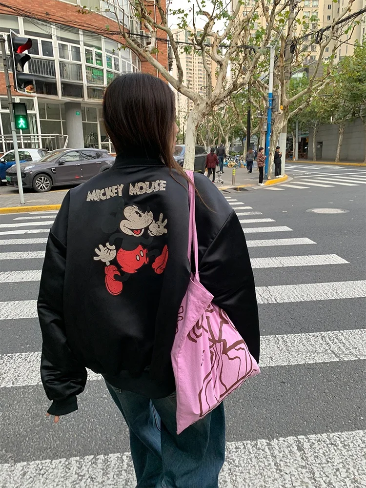 

Bla Baseball Jaet Women's 2024 New Design Unique Autumn Winter Cotton Lined Outerwear Commute Sle Loose Fit Printed