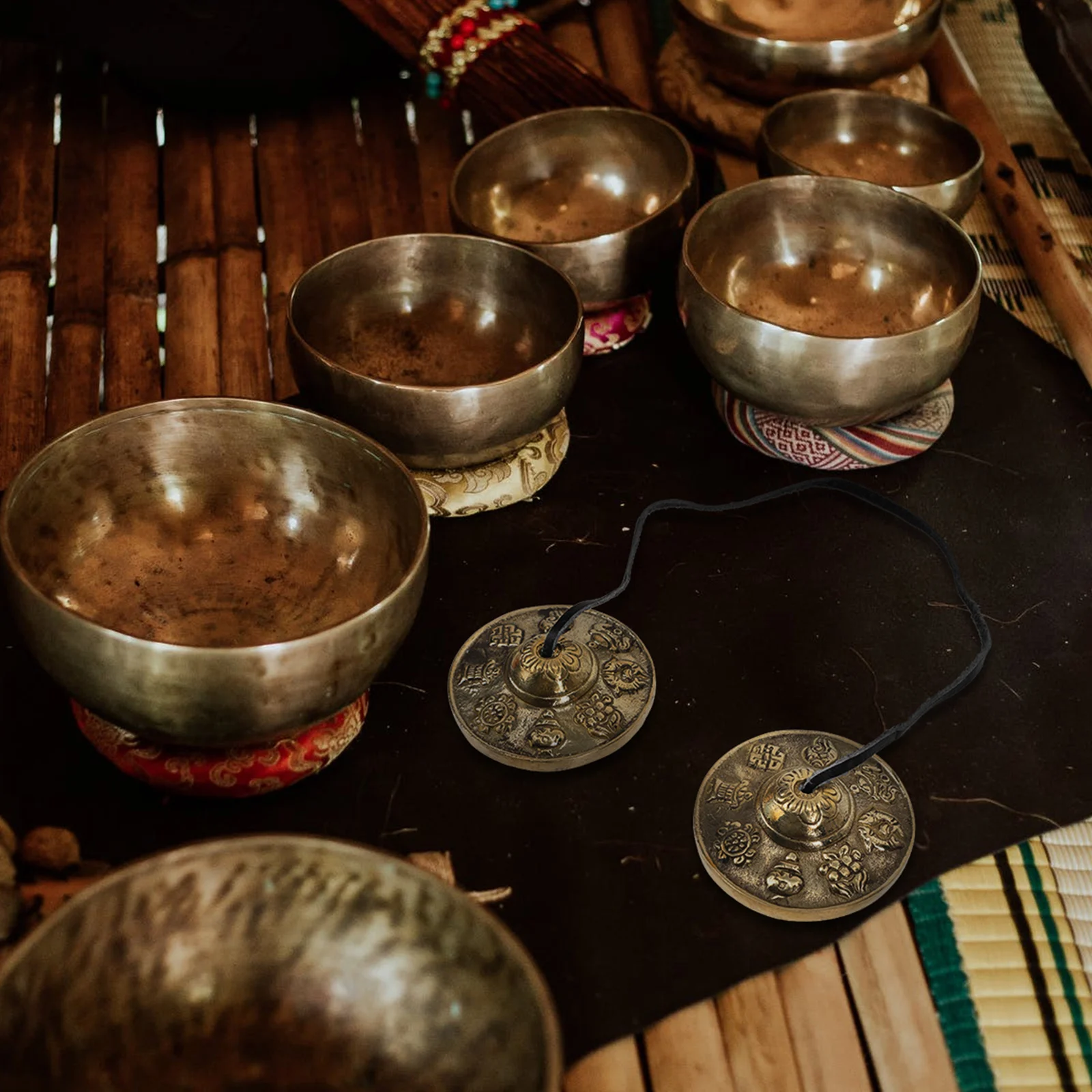 

Nepal Style Pure Copper Cymbals Bell Small Size Durable Yoga Meditation Religious Instrument Finger Percussion