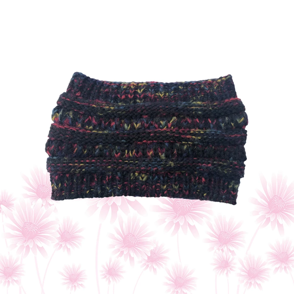 

Colorful Spot Knitted Ponytail Hat Empty Fashion Thicken Hat for Outdoor Camping Black Warm Cozy Soft Lightweight Durable