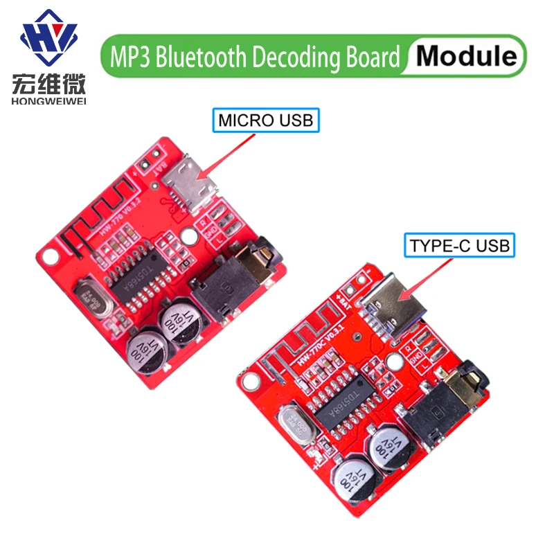 Mini Bluetooth Audio Receiver Board Bluetooth 5.0 MP3 Lossless Decoder Board Wireless Stereo Music Module