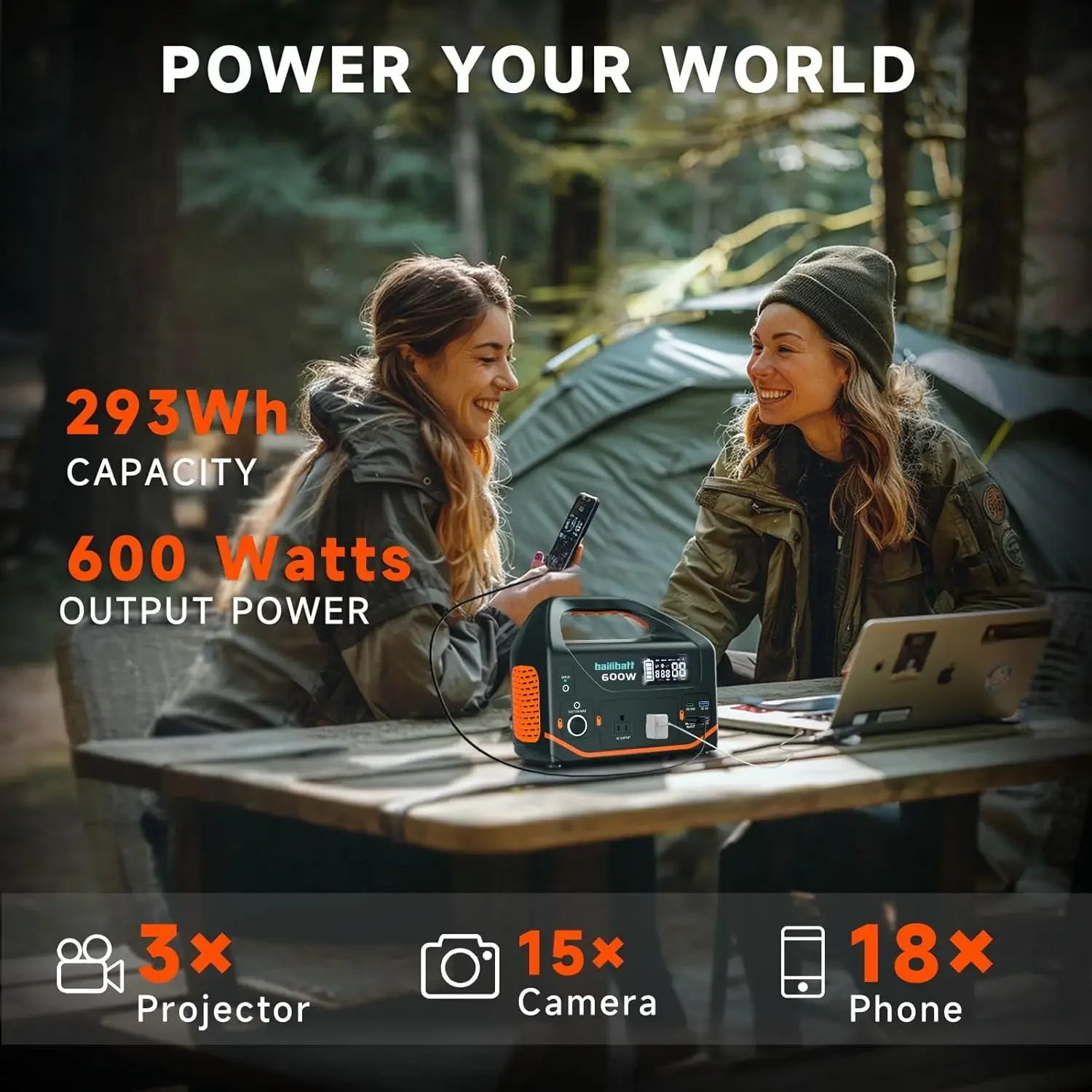 Portable Power Station 600W,293Wh Portable Generator for Home Use Quiet Generator for Camping Travel Emergency CPAP