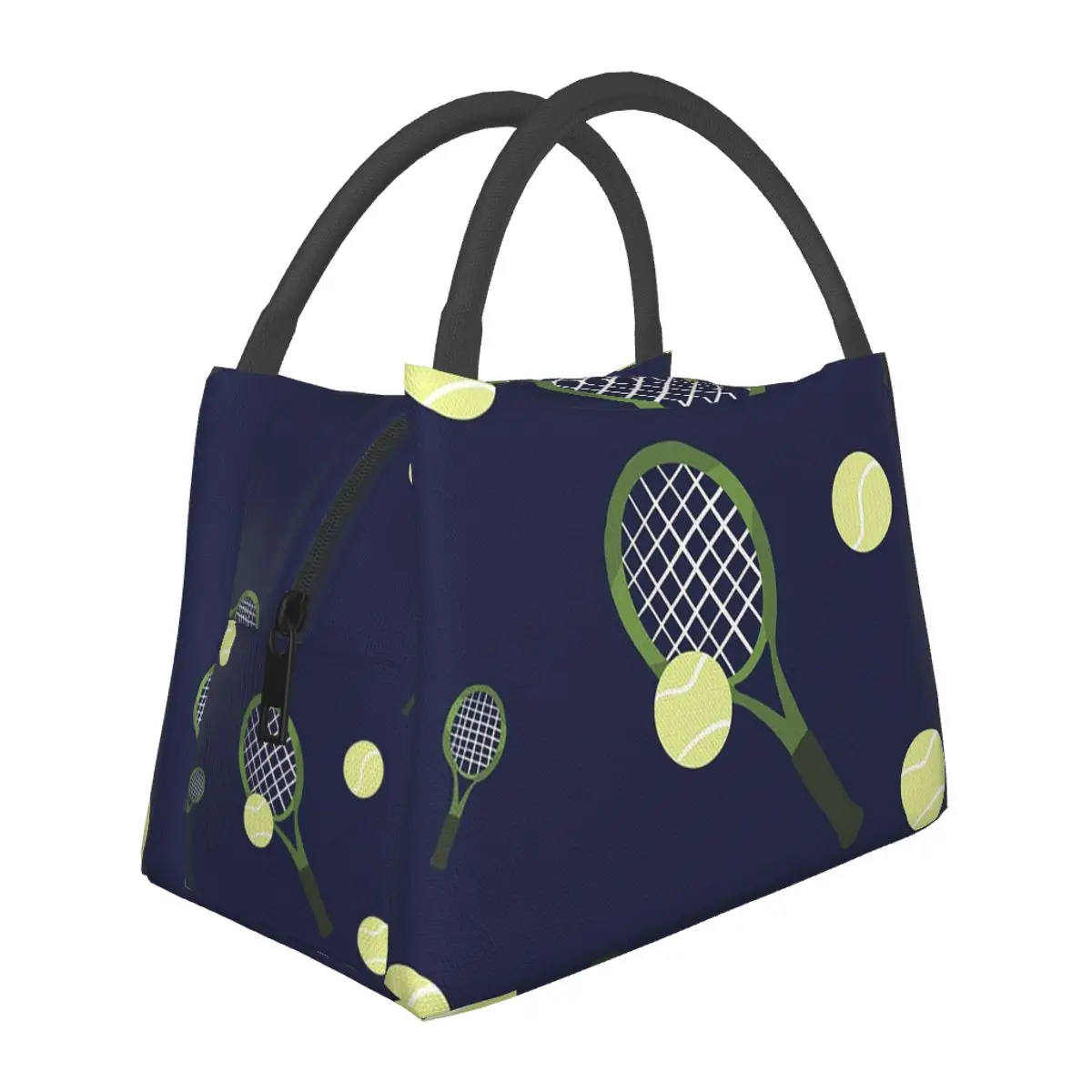 Tennis Rackets And Balls Lunch Bags Insulated Bento Box Portable Lunch Tote Picnic Bags Thermal Bag for Woman Student Work