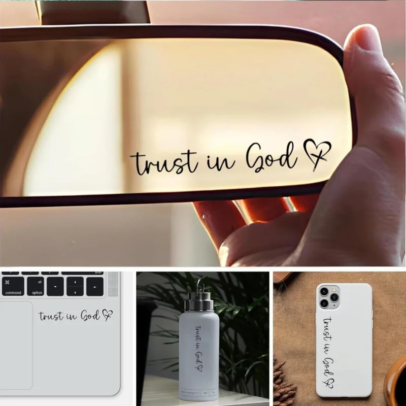 =Trust God Sticker Christian Faith Vinyl Decal 2PCS Car Rearview Mirror Makeup Mirror Motorcycle Auto Decor Gift