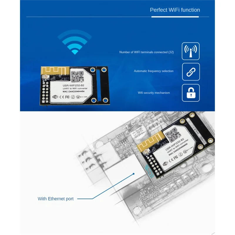 Y45A-USR-WIFI232-A2 UART To Wifi/Ethernet Modules Embedded TTL Serial To Wifi Module Support Modbus RTU To Modbus TCP Durable