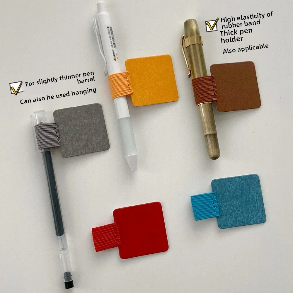 

Portable Pencil Holder PU Leather Pen Loop Holder Anti-fall Anti-lost Pencil Holder Elastic Hook Pen Rings Office Stationery