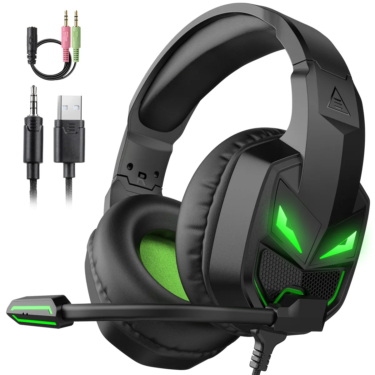 EKSA E7000 Wired Gaming Headphones for PC/Xbox/PS4/PS5 with Microphone Over-Ear RGB Headset Gamer 3.5mm + USB Computer Earphone