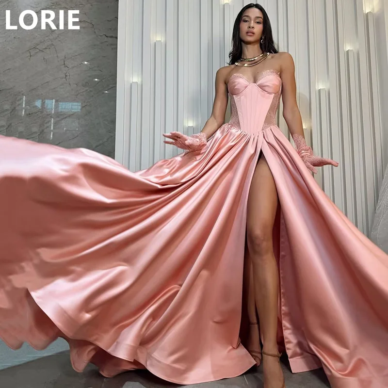 LORIE Pink A-line  Bridesmaid Dress Sweathear Backless Bridsmaid Dresses Side Split Sisters Group Bridesmaid Customized