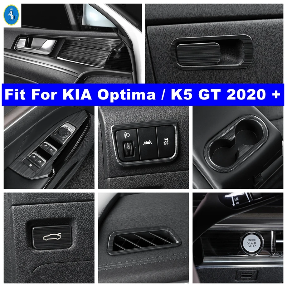 

Black Brushed Auto Glass Lift Button / Dashboard Air AC / Lights Control Panel Cover Trim For KIA Optima K5 GT 2020 2021 2022
