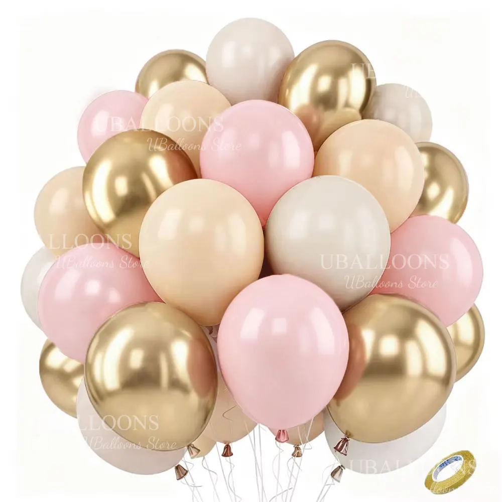 40 Stück weiße Sand-Latex-Luftballons, 25,4 cm, Boho-Sand, weißes Metall, Chrom-Gold-Luftballons für Geburtstag, Hochzeit, Babyparty, Party-Dekoration