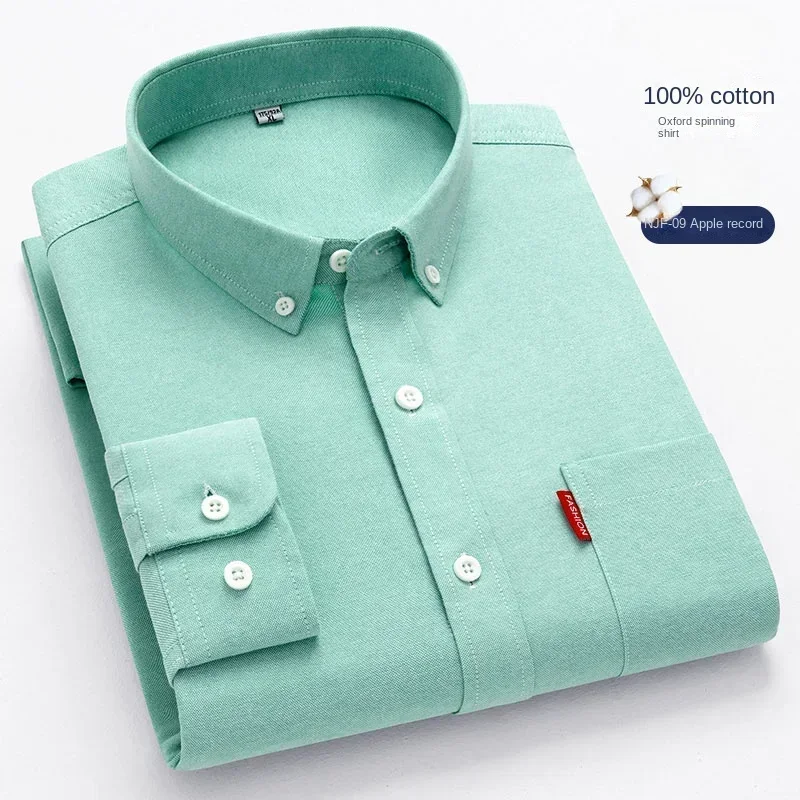 Classic Solid Color Casual Long Sleeve Shirt Men Oxford 100 Cotton Long Sleeve Shirt for Men Soft Cozy Formal White Shirt