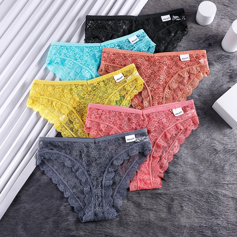 

Women's Transparent Pants Ultra-thin Seamless Underwear Female Mid-Waist Hollow Out triangle Panties Sexy Lace Sheer Mesh Briefs