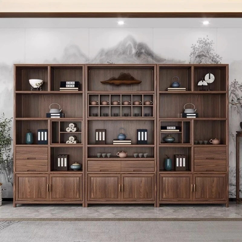 Chinese Elm Solid Wood Bogu Frame Screen Living Room Display Cabinet Shelf Partition Bookshelf