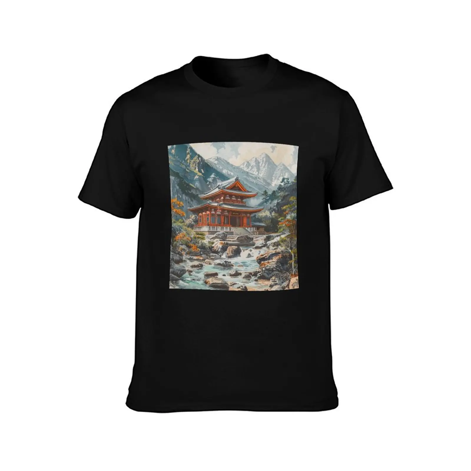 Japanese temple T-Shirt man t shirts for men casual T-Shirt