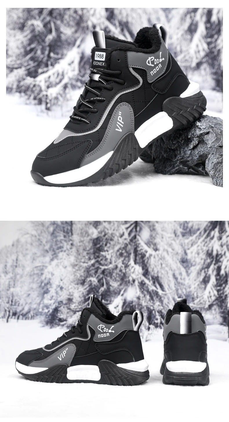 Herren-Schneeschuhe, geeignet für den Winter, Herrenschuhe, mittelhoher Schaft, bequemes Innenfutter, stilvolles Obermaterial, warm und bequem. – Detail 2
