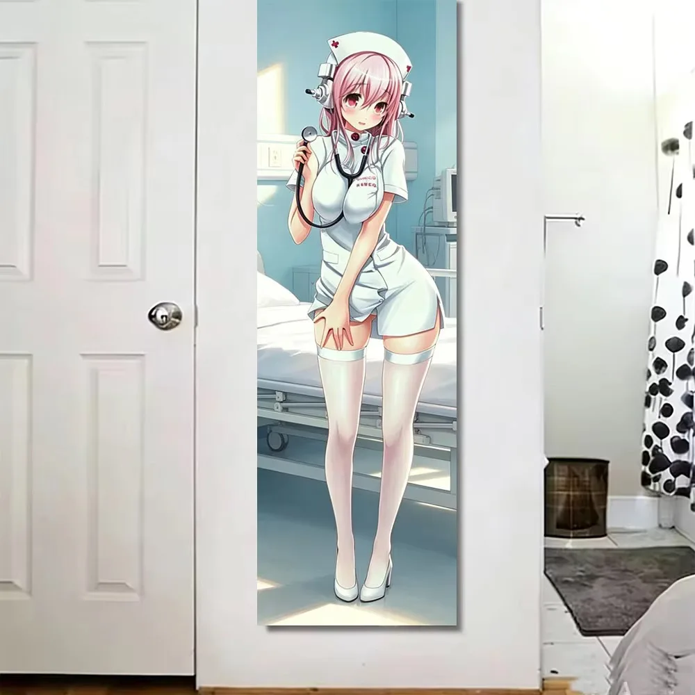 S-Super S-Sonico Nurse Outfit Long Tapestry, HD Print Hospital Scene Wall Art for Teens Anime Fans Room Decor Gift
