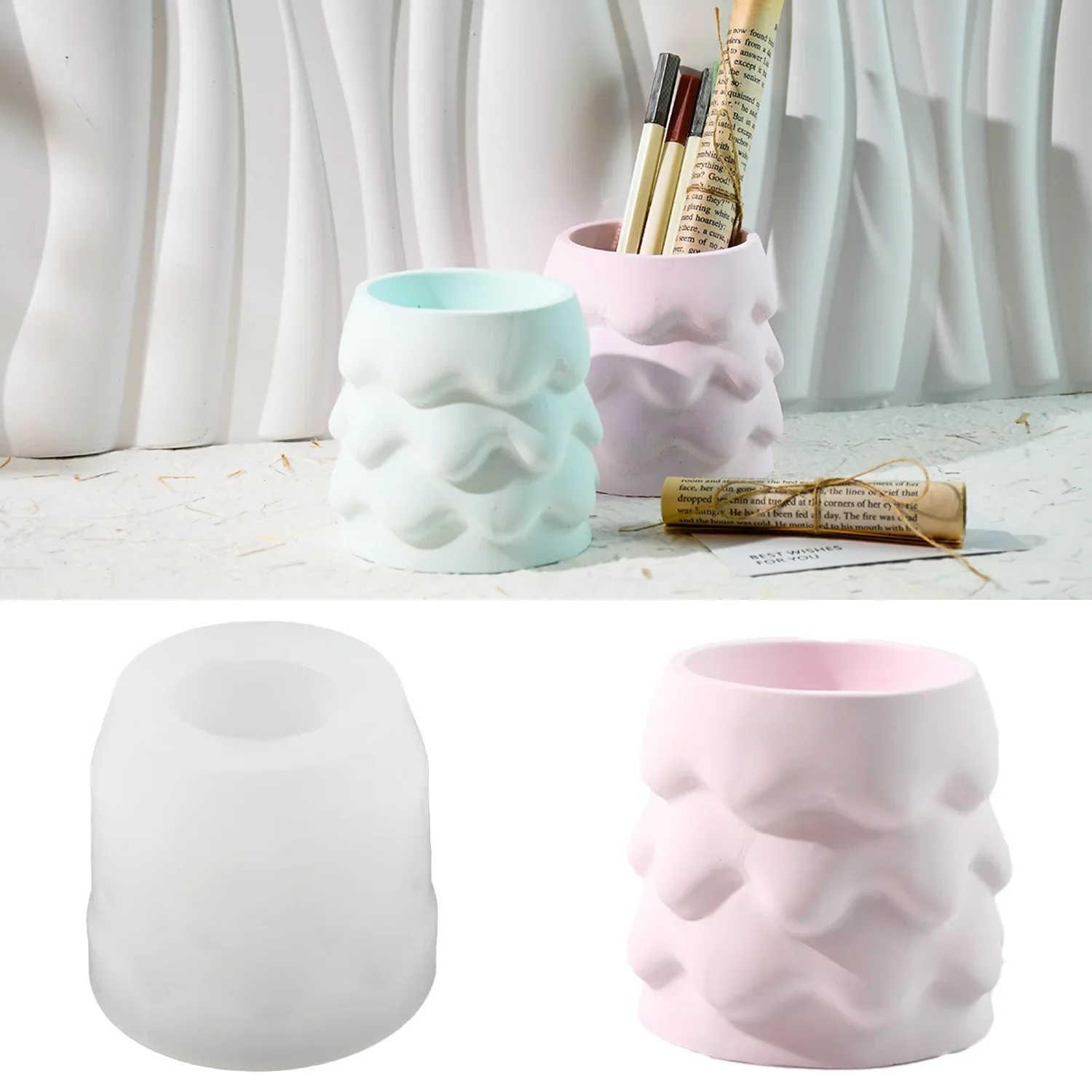 Christmas Tree Candle Cup Silicone Mold Pen Holder Vase Storage Plaster Molds Diy Drip Moulds