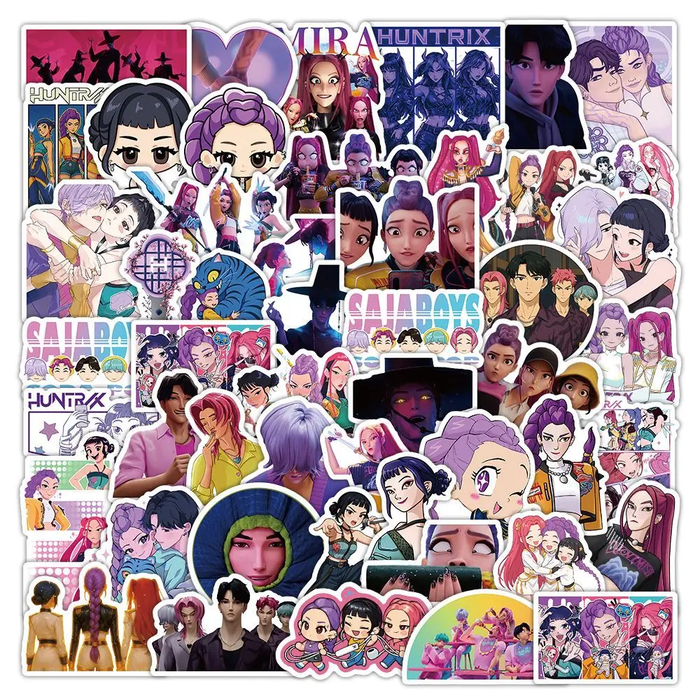 51 шт. наклеек K-Pop Demon Hunters, водонепроницаемые аниме-стикеры для ноутбуков, бутылок для воды, скрапбукинга, чехлов для телефонов, DIY