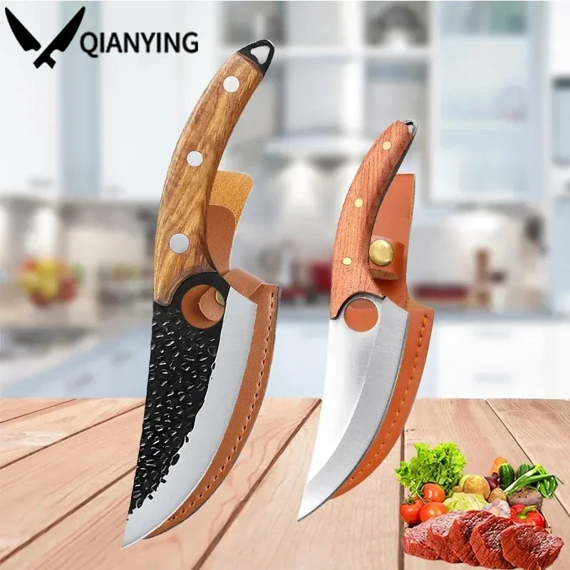 Stainless steel boning knife hand-forged commercial sharp fruit knife wooden handle kitchen knife meat cutting knife