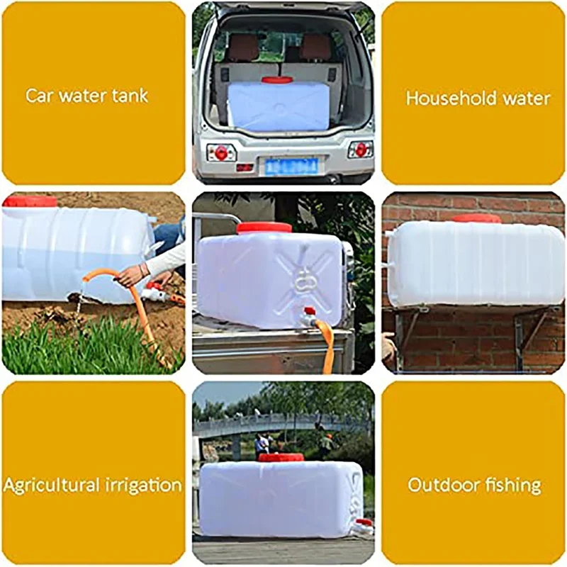 Large Household Capacity Water Tank, Drop-Resistant Portable Horizontal Plastic Water Storage Container with Faucet